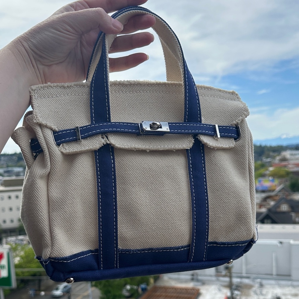 Boatkin Canvas Tote with Navy Trim